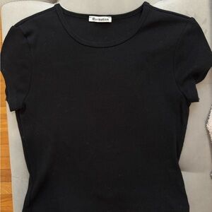 Reformation Black Short Sleeve Ribbed Tee
